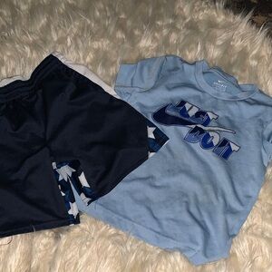 Nike Light Blue 'Just Do It' Tee with Navy Star-Trim Shorts